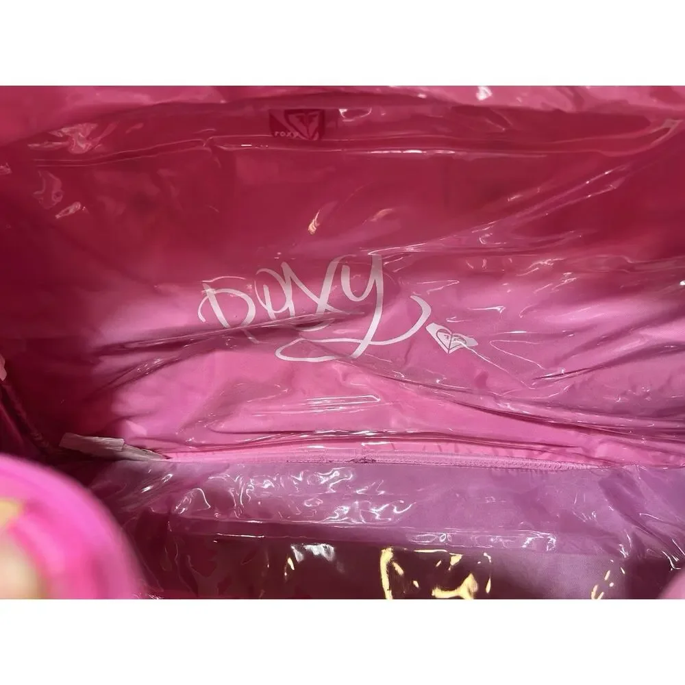 Vintage Y2K Roxy Rolling Duffle Bag And Overnight Bag Pink Floral Pattern